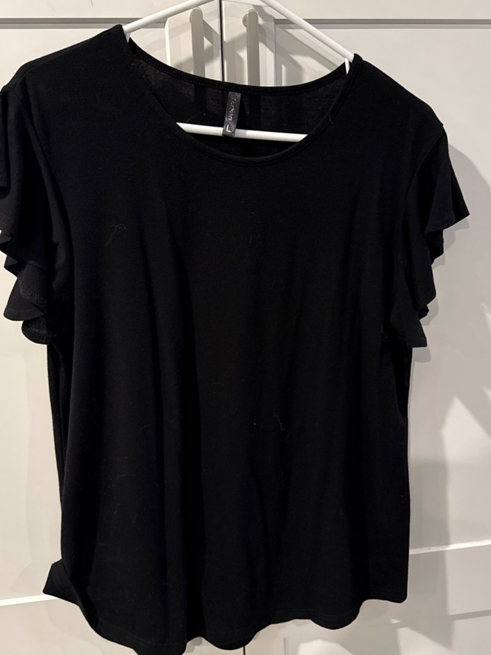 Black Ruffle Sleeve Women's Top